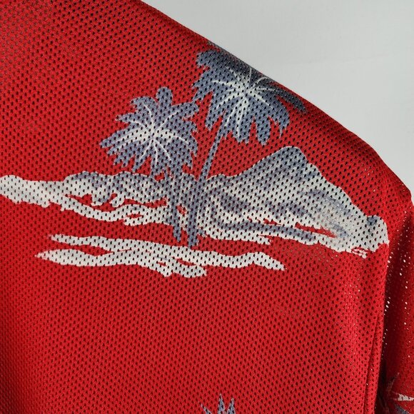 Quiksilver Shirt Mens Large Red Multi Vintage Netted Lightweight S/S USA - Picture 7 of 8